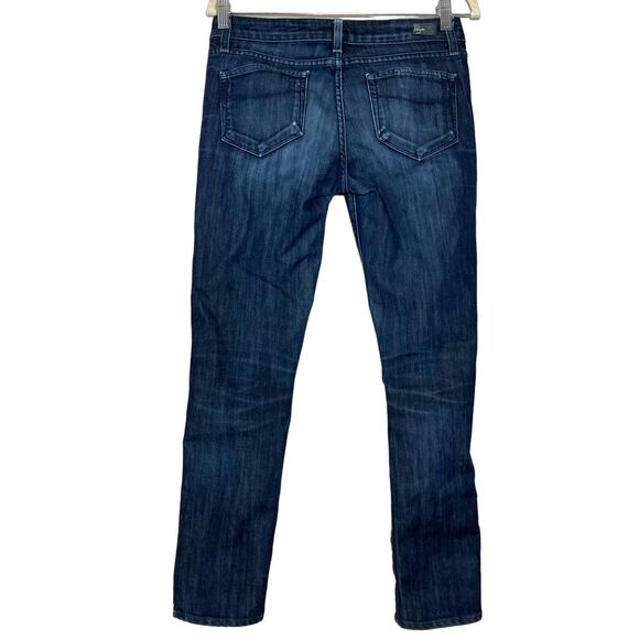 Paige Skyline Ankle Peg Skinny Jeans Ripped Knee Distressed Low Rise Dark Sz 28 - Picture 2 of 16